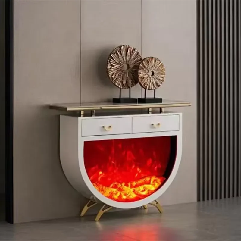 Customizable Modern Farmhouse Indoor Electric Fireplace Realistic Colour-Changing Iron Quartz Fire Place LED