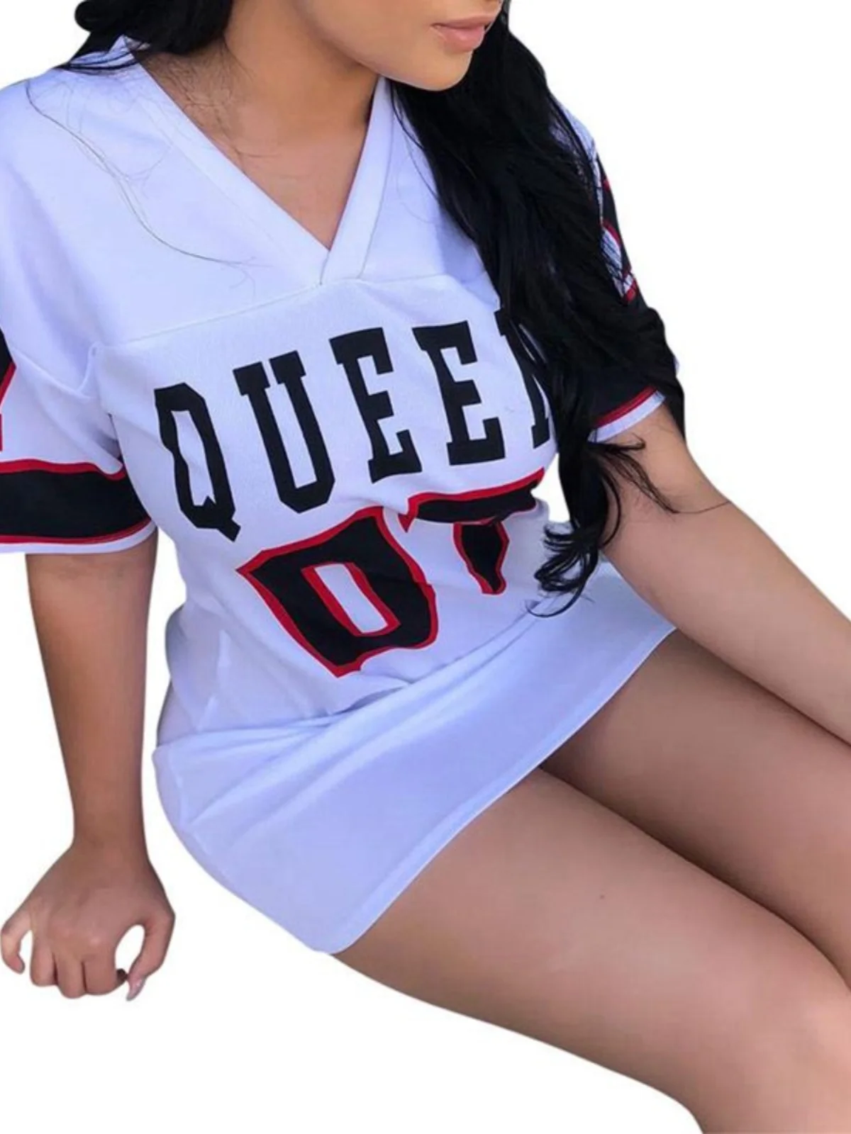 T-shirt ample décontracté pour femmes, chemisier Dr Lady, imprimé, taille moyenne, ort Sve v-ne, jupe trapèze, une pièce, été