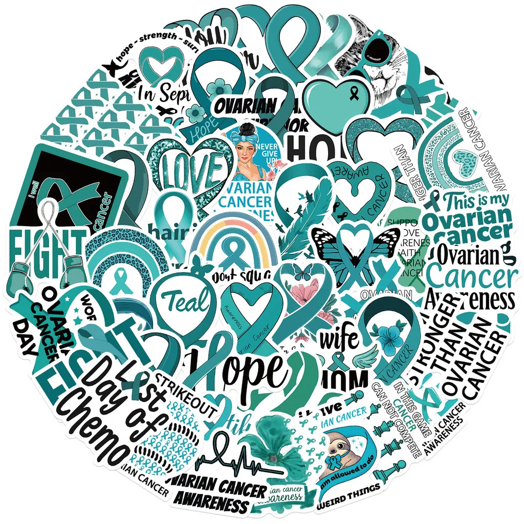 50PCS Hope Ribbon Sticker Pack - BPA-Free Aesthetic Decals for Medical Students & Global Health Support RecordingYourLife Store
