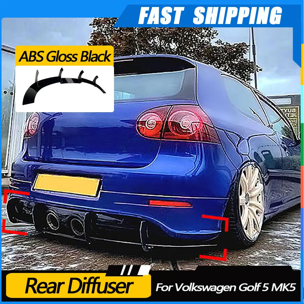 

JMCARCOOL задний бампер, диффузор, спойлер, сплиттер, защитная накладка, черная тюнинг для Volkswagen Golf 5 MK5 R32 2005-2009