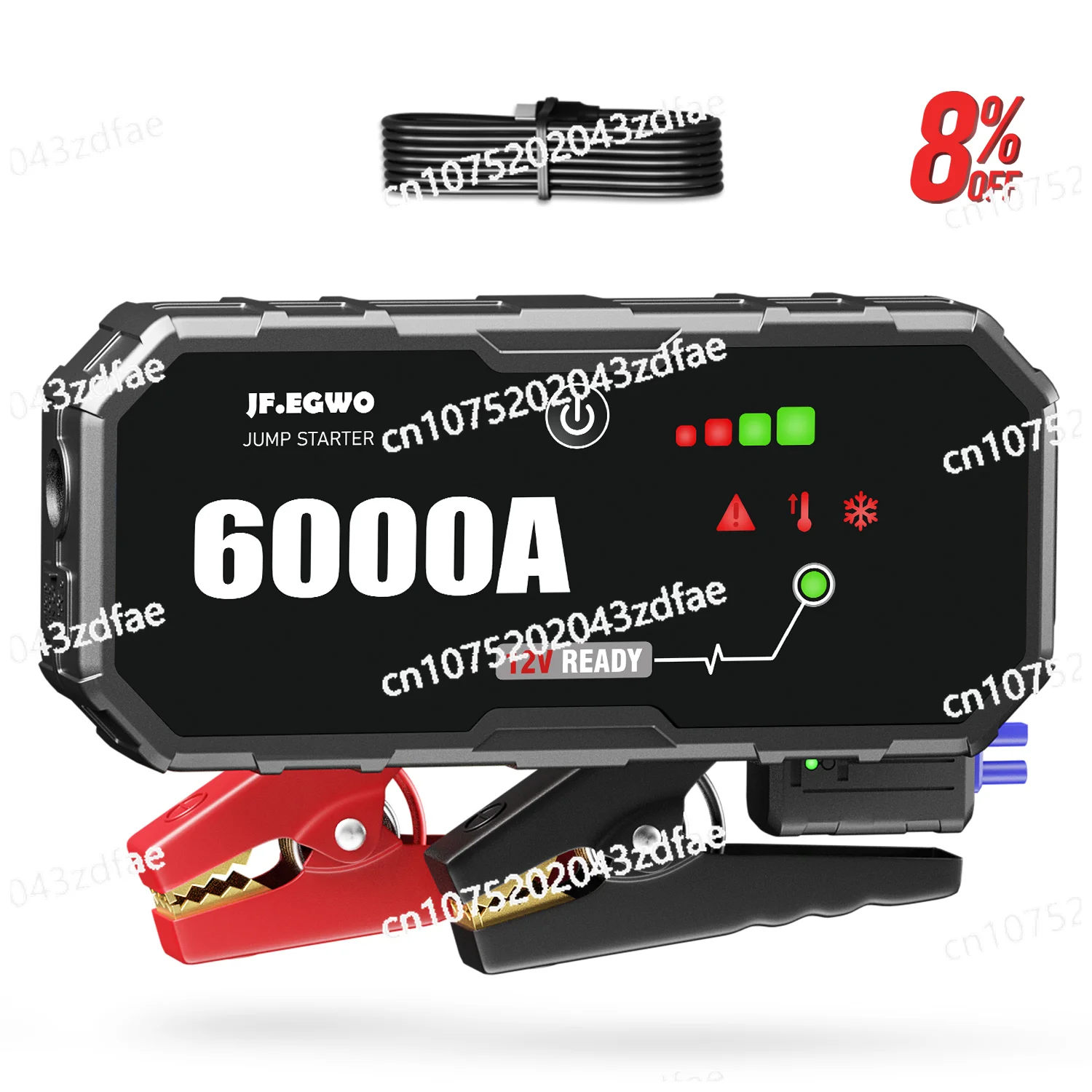 6000A Mini Portable Emergency Car Battery Charger Jump Start 22000Mah 12V Jumper Starter Power Bank Portable Emergency Kit Cable