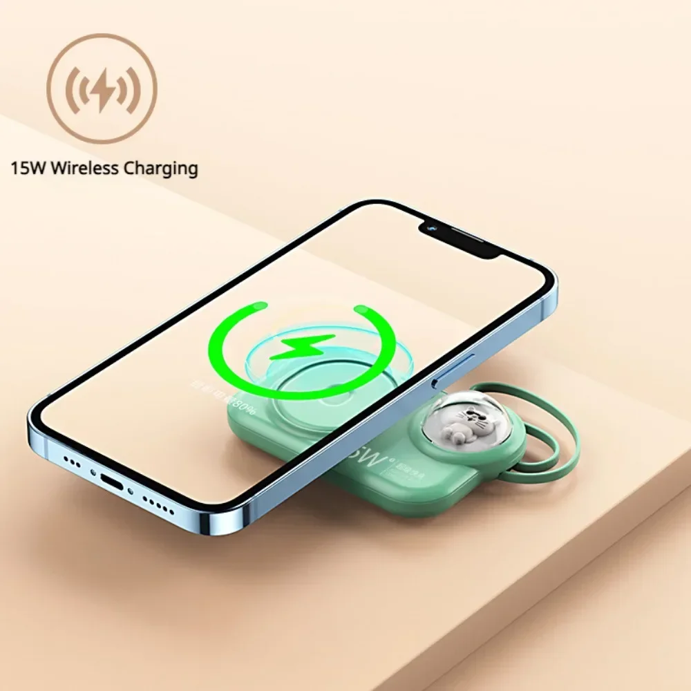 10000mAh Cute Power Bank z lekką szybką bezprzewodową ładowarką 15W zewnętrzną baterię 22.5W PD USB C dla IPhone 14 13 Xiaomi Huawei