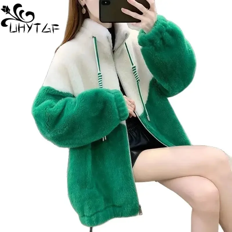 

Lamb Wool Hoodie Coat Women Long Sleeve Splice Sweatshirt Student Autumn Winter Jacket Women Casual Warm Girl Furry Outewear 511