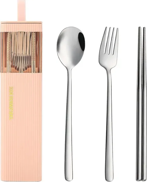

Travel Utensils with Case, 18/8 StainlSteel Reusable Silverware Set for Lunch Box, Portable Cutlery Set, Fork and Spoon Set