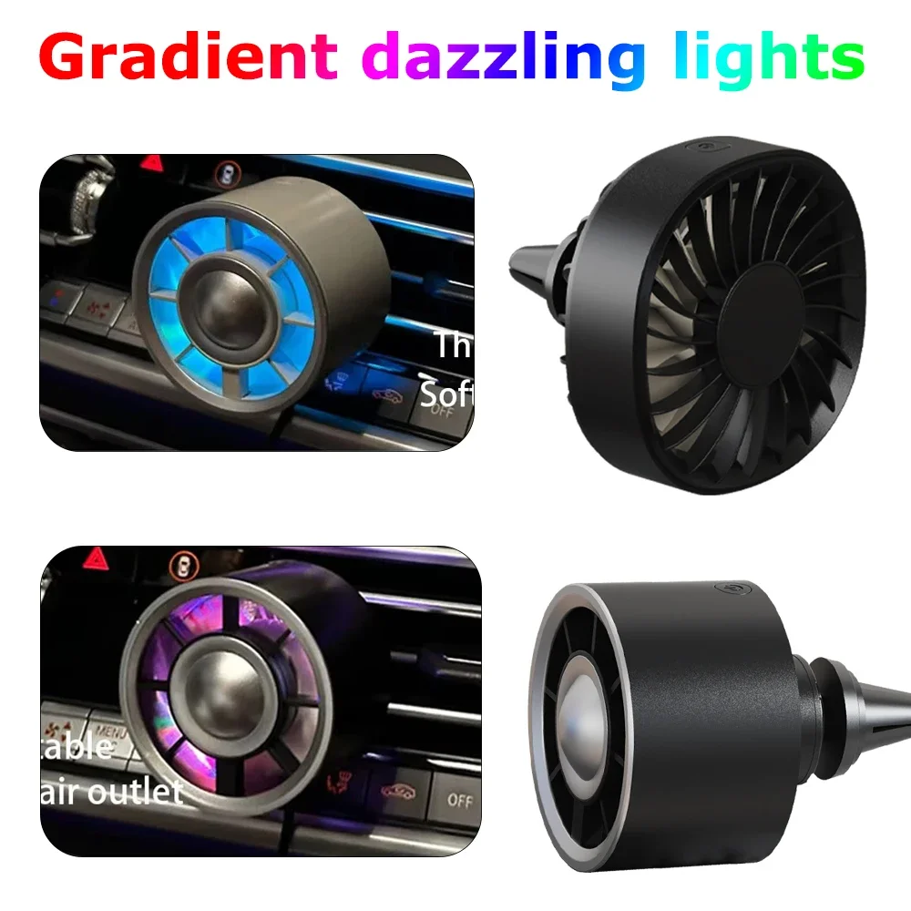 

New USB Turbocharger Car Small Fan Car Air Conditioning Outlet Clip Fan High Wind Colorful Electric Fan for Daily Life RV SUV
