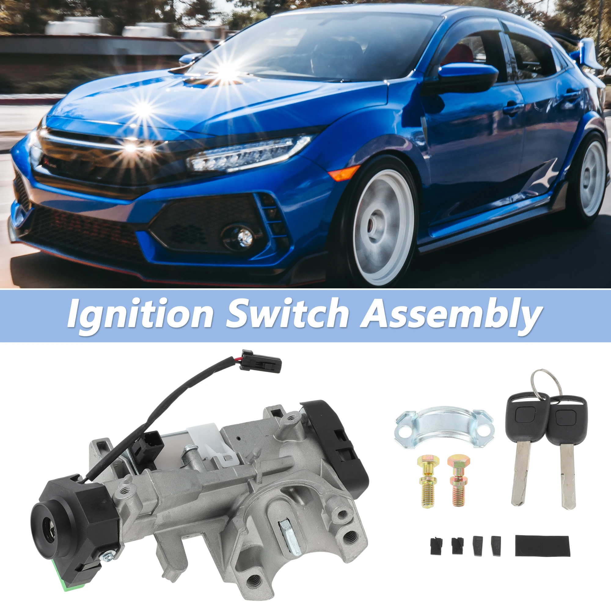 

UXCELL Ignition Lock Cylinder for Honda Civic 1.3L 2003-2005 Ignition Switch Cylinder Barrel Lock with 2 Key No.35100S5AA82