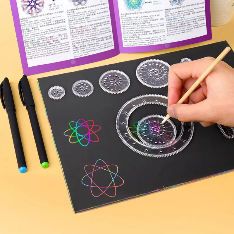 مجموعة ألعاب Spirograph للأطفال ، تروس رسم متشابكة ، عجلات ، مسطرة هندسية ، ملحقات رسم ، لعبة تعليمية إبداعية ، 11 * ، 22 *