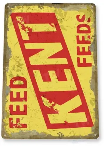 FEEDS TIN SIGN AG BUSINESS RUSTIC CORN FIELD TRACTOR CATTLE 12x18 inch-Aluminum