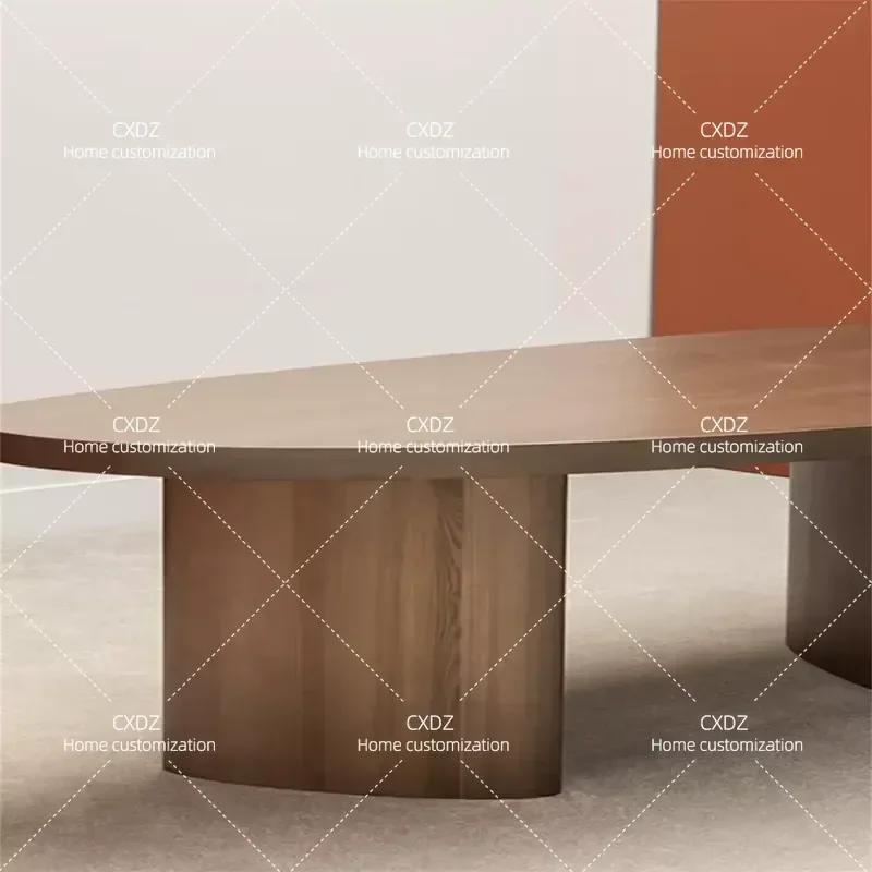 Medieval Style Solid Wood Mango Oval Desk Minimalist Writing Table Home Office Furniture