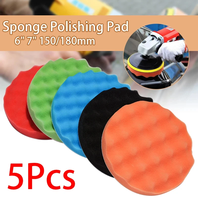 5Pcs 150/180mm Car Polishing Pads 5/6/7inch Sponge Polisher Clean Waxing Tool Auto Beauty Polishing Kit Buffing Cleaning Tool view 6
