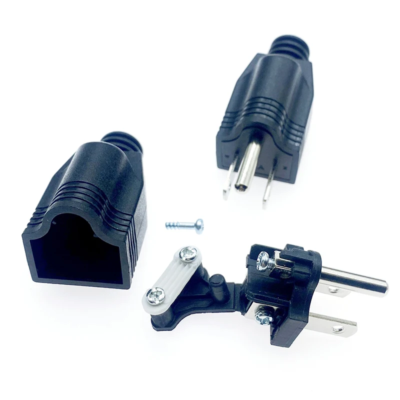 US American 3 Pin  AC Electrical Power Male Plug Adaptor Adapter Wire Rewireable Extension Cord Connector