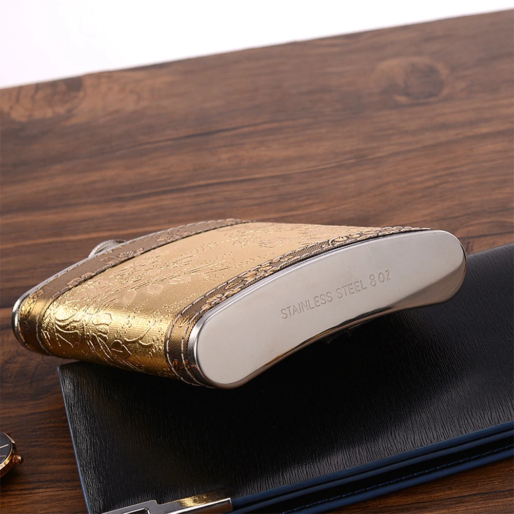 

Stainless Steel Portable Leak-Proof Pocket Flask For Travel Hiking Hunting Whiskey Bottle With Cover Gift For Men Women Golden