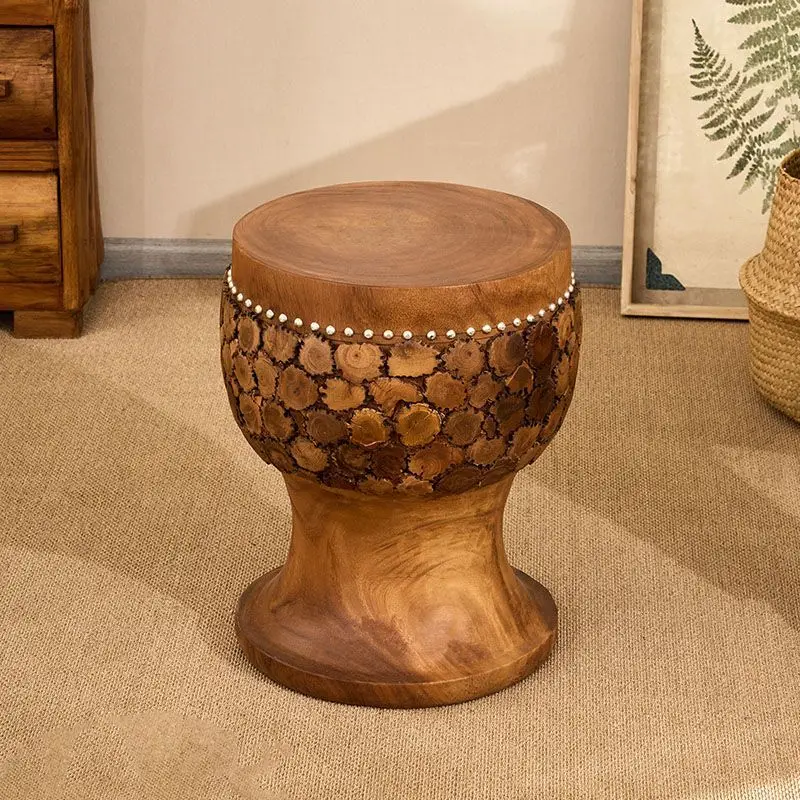 changing stool log homestay coffee table wooden pier art decoration ornament root carving stool weathered edge table