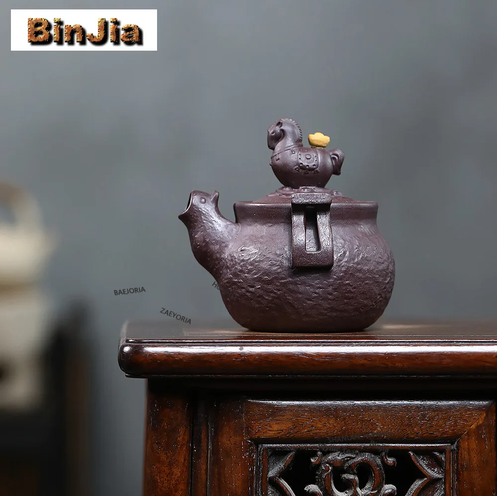

270ml Antique Yixing Purple Clay Teapots Handmade Horse Pot Raw Ore Mud Tea Maker Kettle Chinese Zisha Tea Set Teaware Gifts