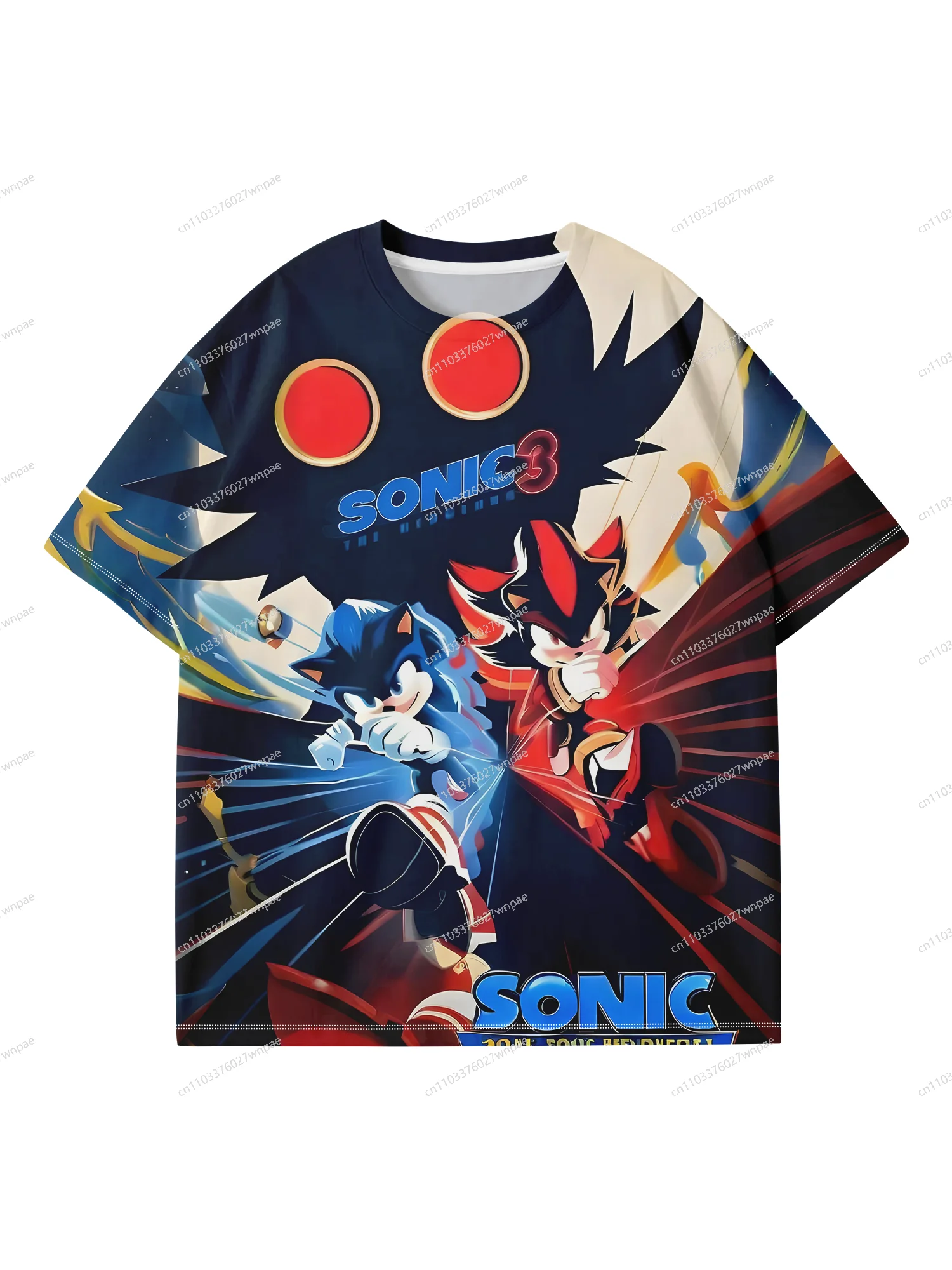 تي شيرت مطبوع ثلاثي الأبعاد من Global-hot Sonic: أنيق ومريح رياضي كاجوال كلاسيكي، على طراز السرعة يجب اقتناؤه، هدية للبالغين من الجنسين والأطفال