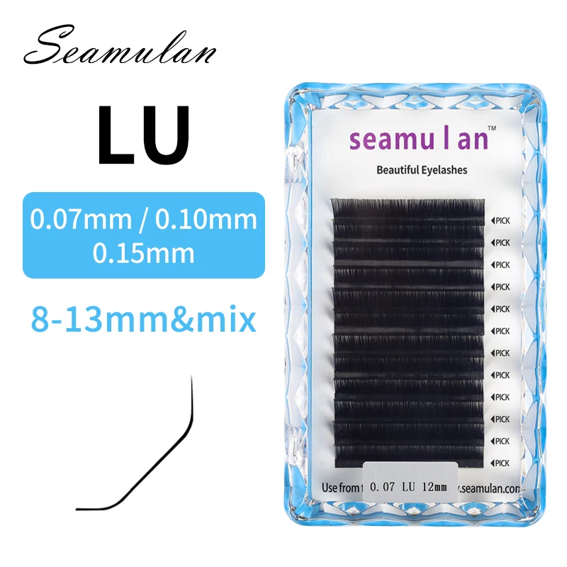 Seamulan Eyelash Extensions 0.07 0.10 0.15mm Special LU Curl Mix 8-13mm Supplies Matte Black Individual Eyelashes Salon Use