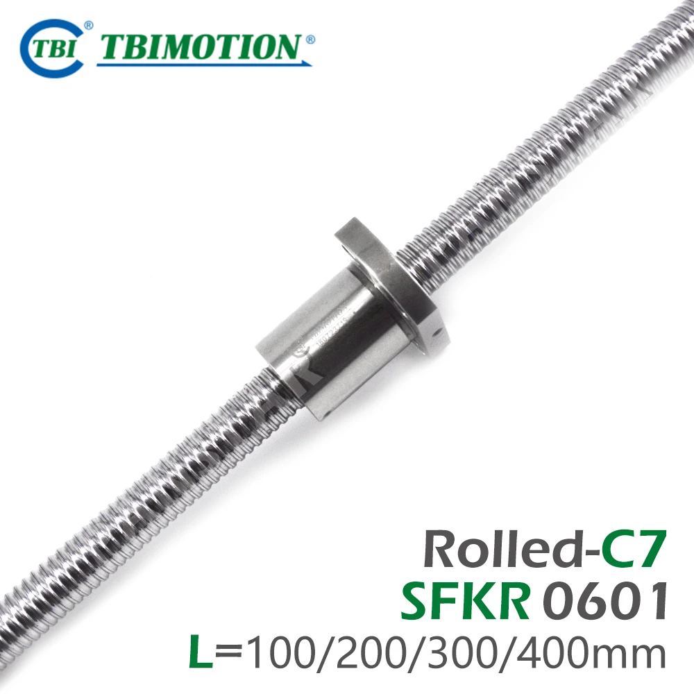 TBI Motion SFKR0601 C7 Ball Screw R6 Lead 1mm Professional Mini Ballnut 100~400mm High Precision 3D Printer CNC Parts Miniature