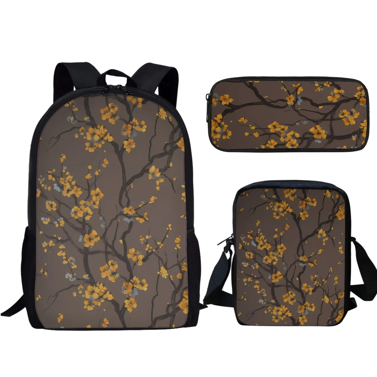 Bookbags Cherry Blossoms Designer Fashion Girl Backpack 3Pc/Set Middle School Students SchoolBags Lunch Bag Pencil Case Gift New