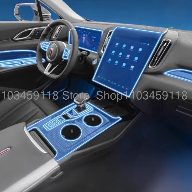 

Защитная пленка из ТПУ для Hongqi HS3 2023 2024 2025, аксессуары для салона автомобиля, панель переключения передач, GPS, защитная наклейка на центральную консоль
