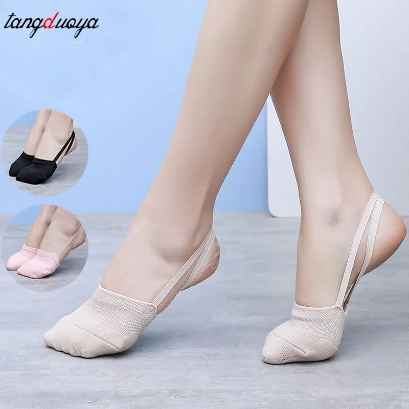Zapatillas de gimnasia rítmica para niñas, zapatos de ballet para mujer, calcetines de práctica hasta el tobillo, zapatos de danza del vientre, zapatillas de media punta para mujer y niña ﻿