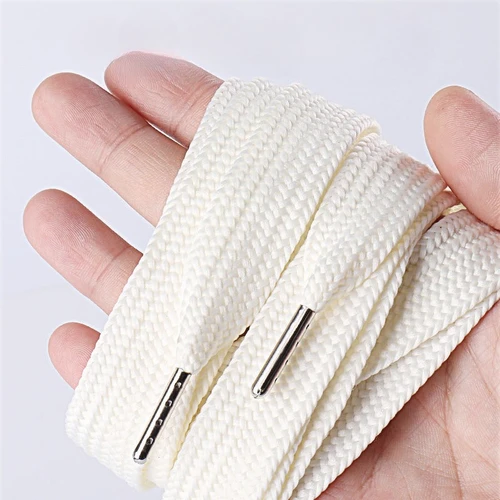 1 par de cordones planos, cordones de zapatos de tejido grueso, 2cm de ancho, 130cm de longitud, cordones de lona para zapatillas, negro y blanco