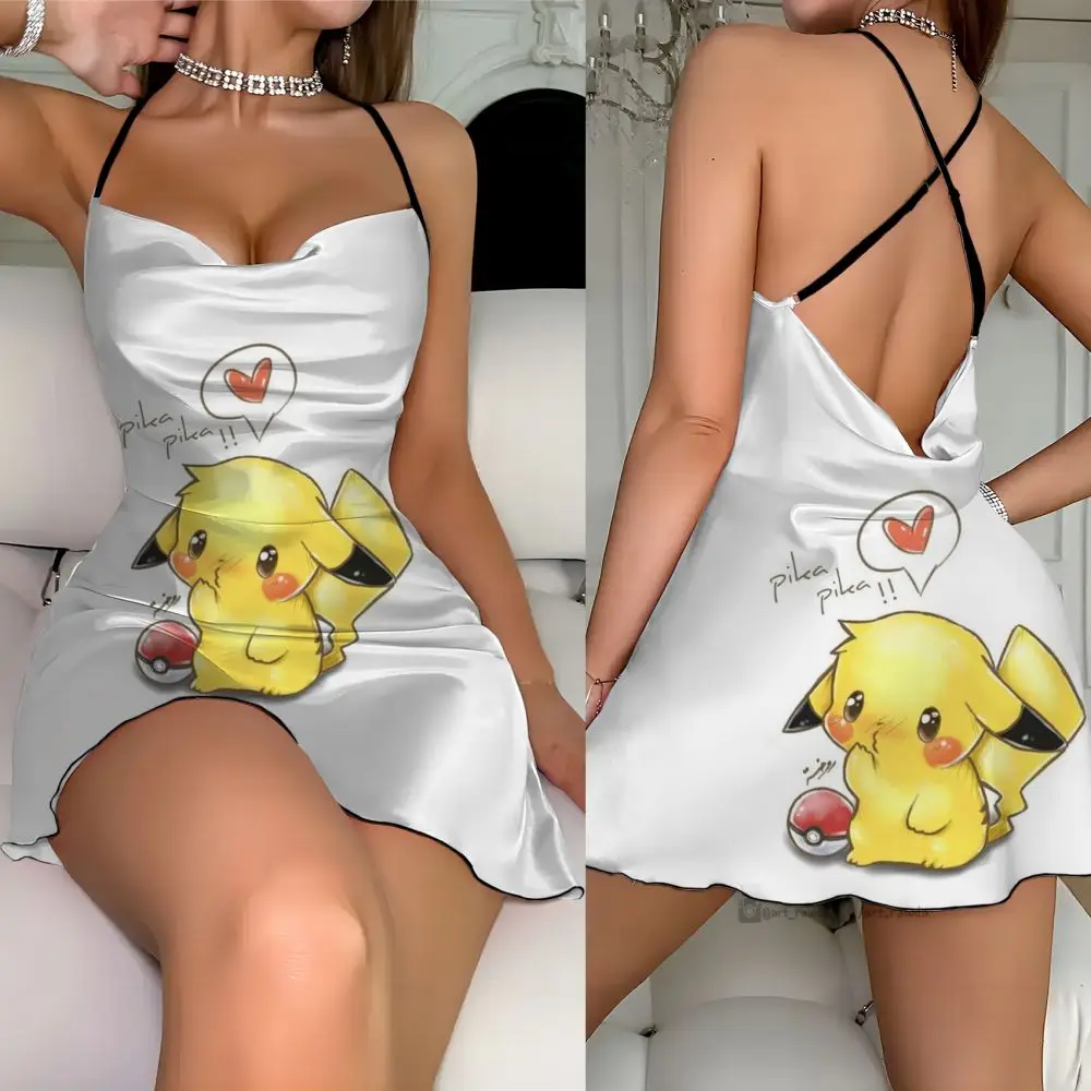 Sexy Dresses Pikachu Element Print Elegant Party Dresses 2024 Dress Clothing Female Fashion Summer Women's