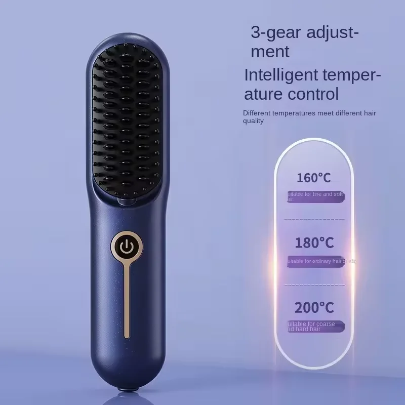 

2in1 LCD Multifunctional Ionic Hair Straightening and Curling Comb Wet and Dry Split Electric Comb with USB Power Source