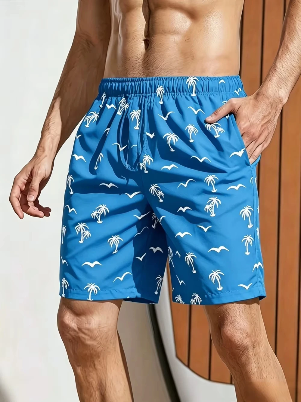 Summer Fashion Plant Seagull Graffiti Print Breathable Quick Drying Men Shorts Outdoor Casual Pants Trend Thin Vacation Shorts