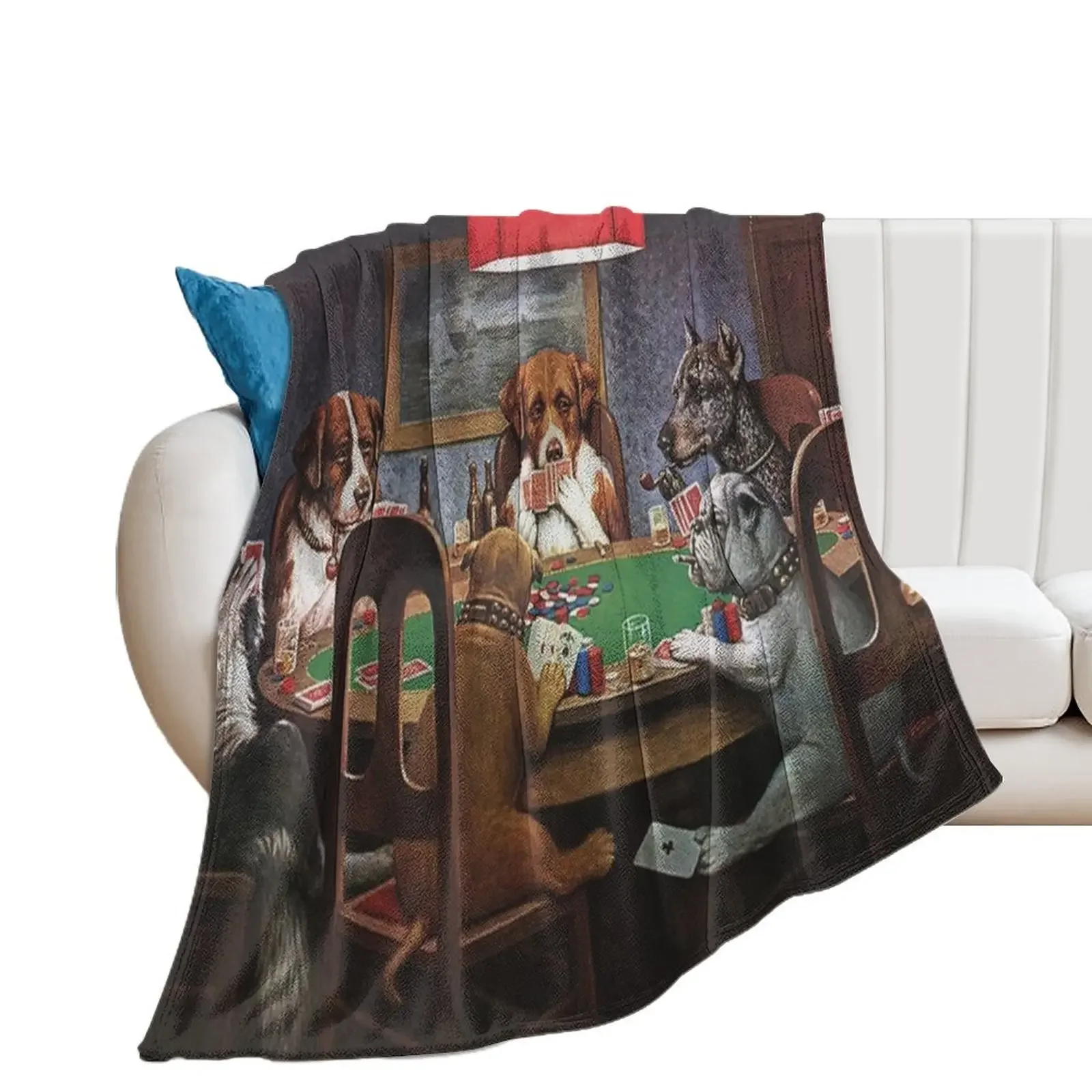 Dogs Playing Poker: A Friend In Need (High Resolution), C.M. Coolidge Throw Blanket Hair Fashion Sofas Hairys Blankets