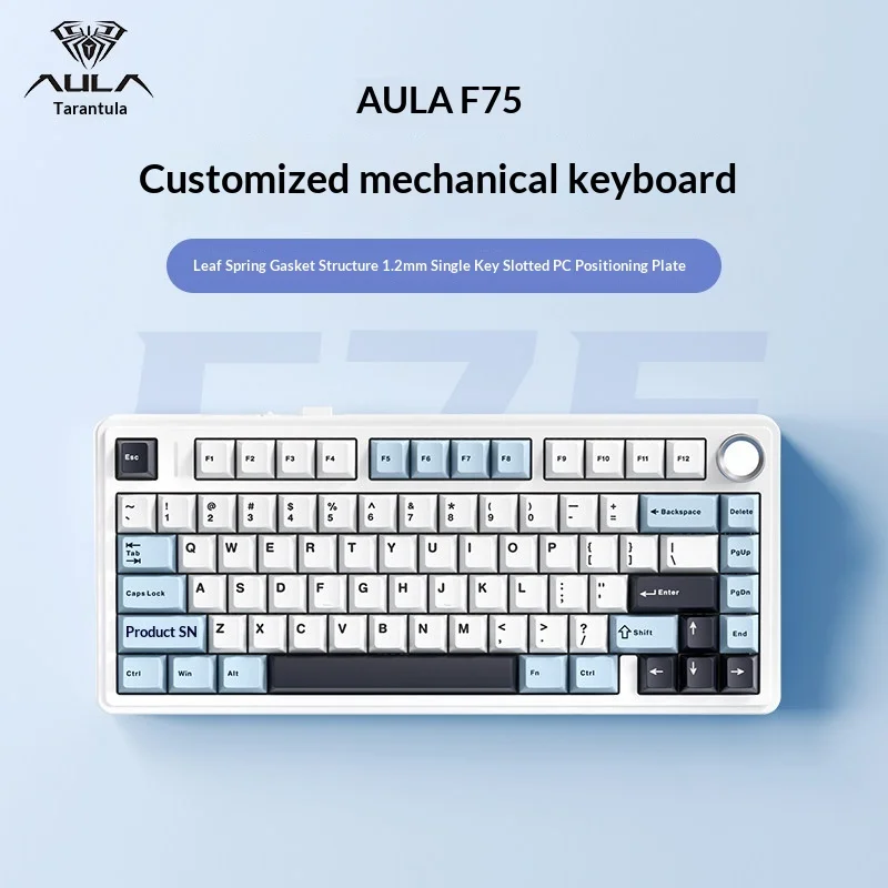 Aula Mechanical Keyboard F75 Tri Mode Wireless Bluetooth Custom Pbt Side Printed Keycaps Gasket Structure Office Gaming Esports