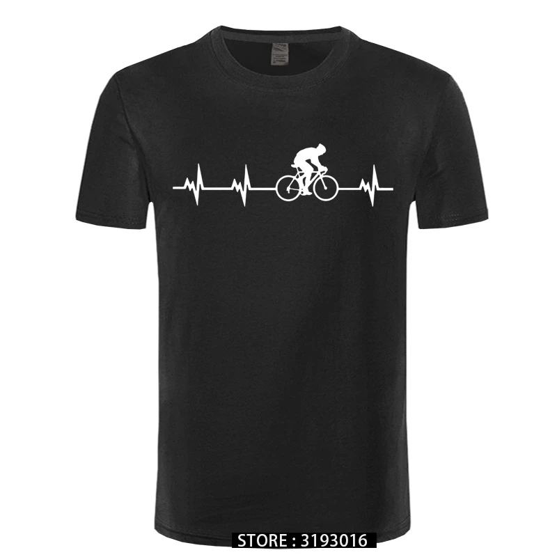 Funny Cycle Heartbeat T Shirts Mountain Biker Rhythm Beat Beatbox Men Tshirt 3D White Oversized Plain Tee Shirt Hiphop Rock