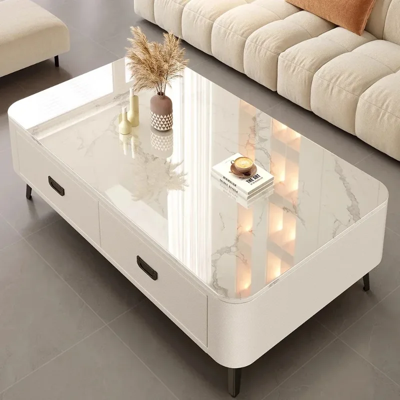 

Unique Marble Effect Coffee Tables Modern Design Square Storage Coffee Tables Minimalist Wooden Mesas Bajas Trendy Furniture