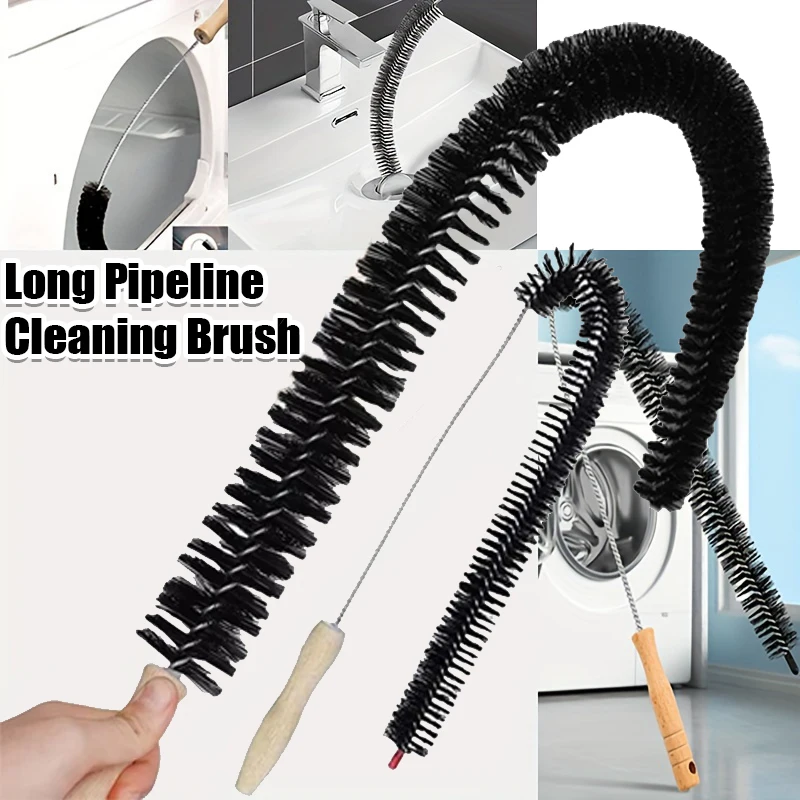 Flexible Long Pipeline Cleaning Brush Reusable Pipework Brush with Handle Dryer Vent Cleaning Kit for Bathroom Toilet Kitchen