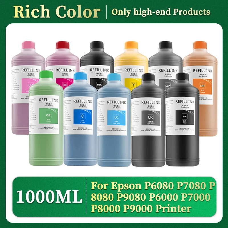 

1000ml Pigment ink For Epson P6080 P7080 P8080 P9080 P6000 P7000 P8000 P9000 Inkjet Printer Waterproof ink (11 Color Available)