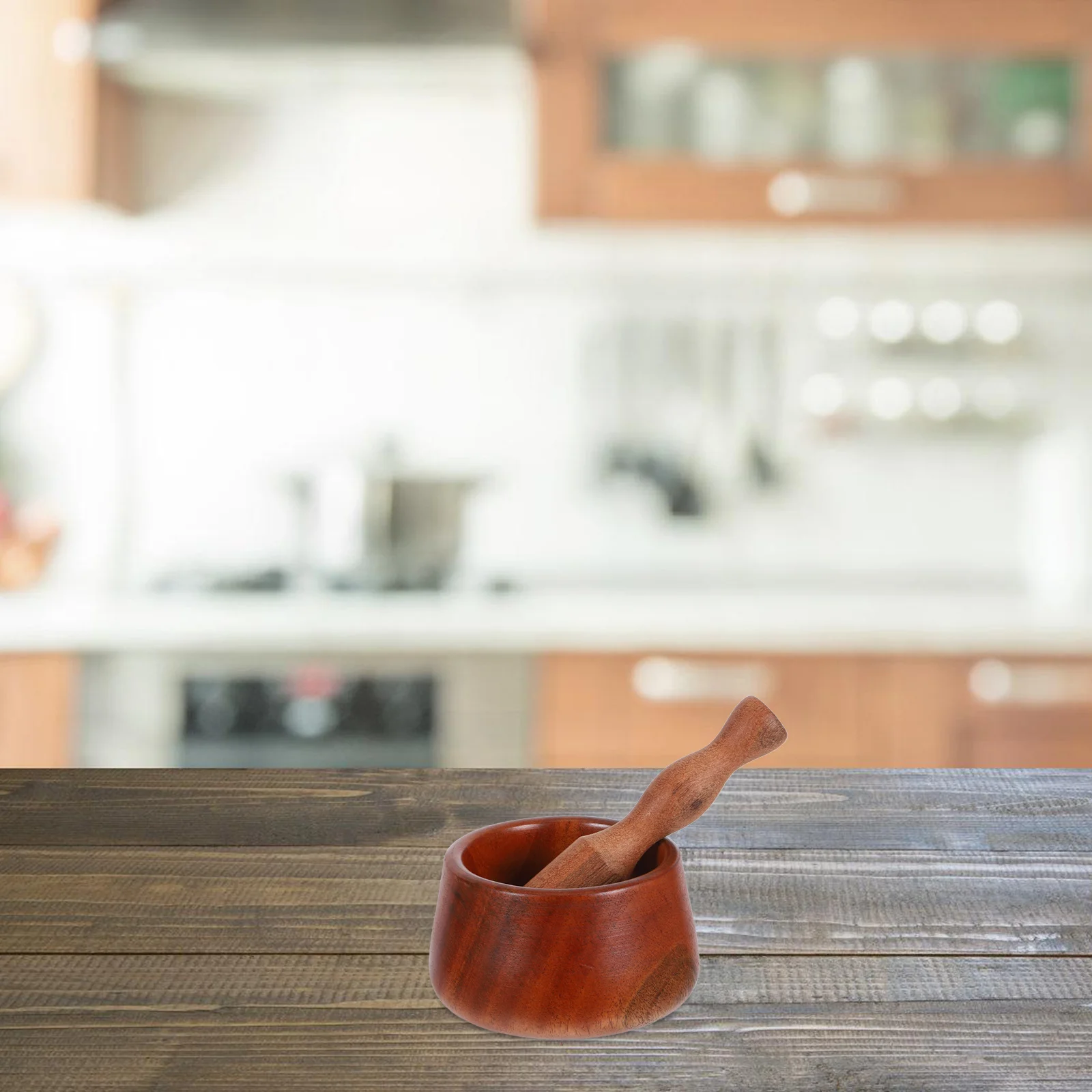 

1Set Wood Garlic Mortar Pestle Rustic Vintage Grinding Bowl for Kitchen Spices Ginger Masher Household Crush Pot Seasoning Tool