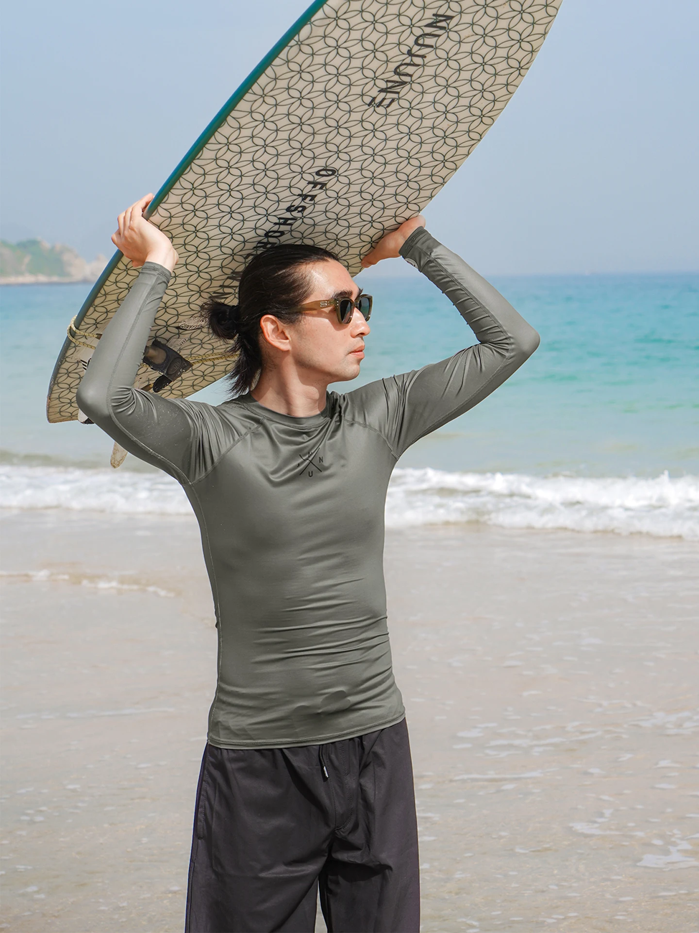 Nu-June Men's Rash Guards Surfing Diving Suit Long Sleeve UPF50 Swimwear Swimsuit Men Rashguard Surf Shirts Compression Pant Set