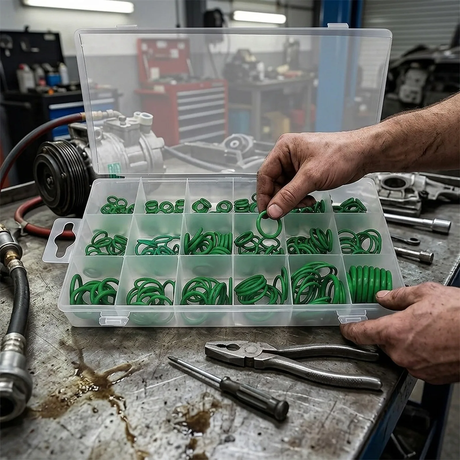 Compressor O Rings Set 530 Pieces with 18 Sizes for Automotive Air Conditioning Plumbing and Machinery Sealing Needs