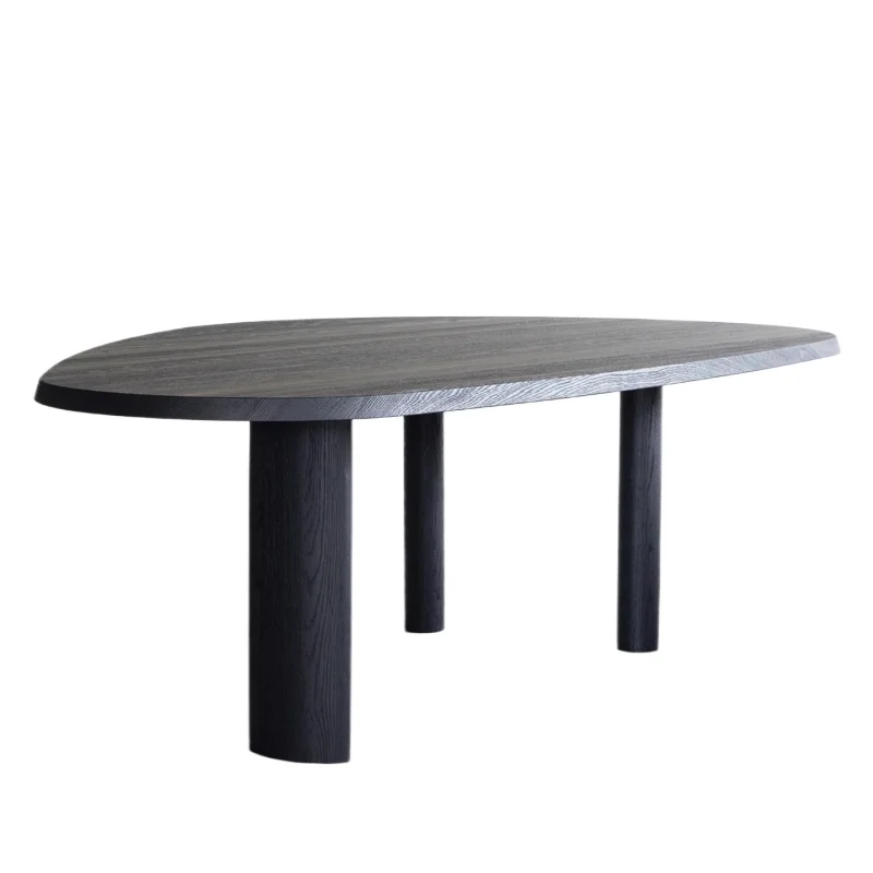 

Medieval special-shaped desk, curved all-solid wood dining table, household Italian minimalist wabi-sabi oval