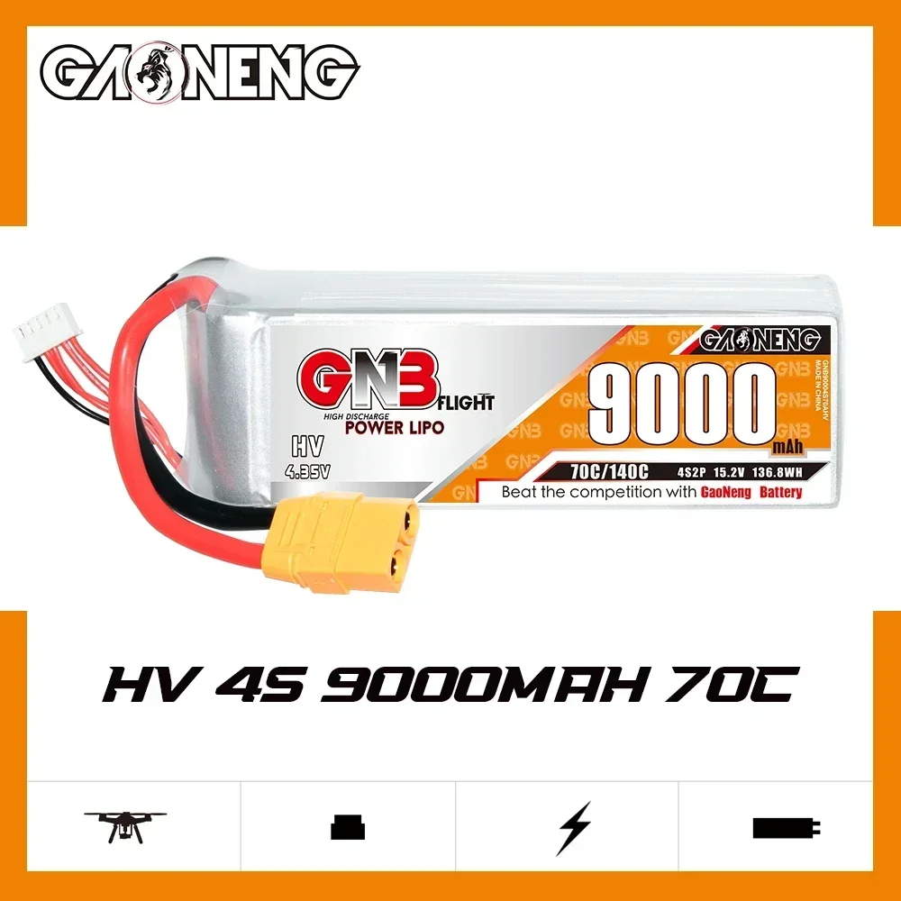 

GAONENG GNB 9000mAh HV 4S 70C 140C 15.2V XT90 LiPo Battery RC Truck RC Airplane Helicopter MultiCopter Boat Hobbies
