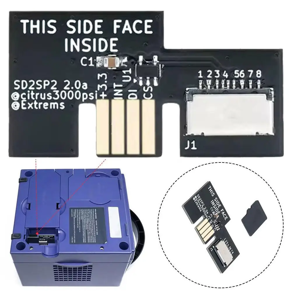 Para sd2sp2 v2.0 adaptador de cartão de substituição leitor de cartão para ngc sd2sp2 sdhload gamecube porta serial 2 suave fmv baixo uso cpu y8s0