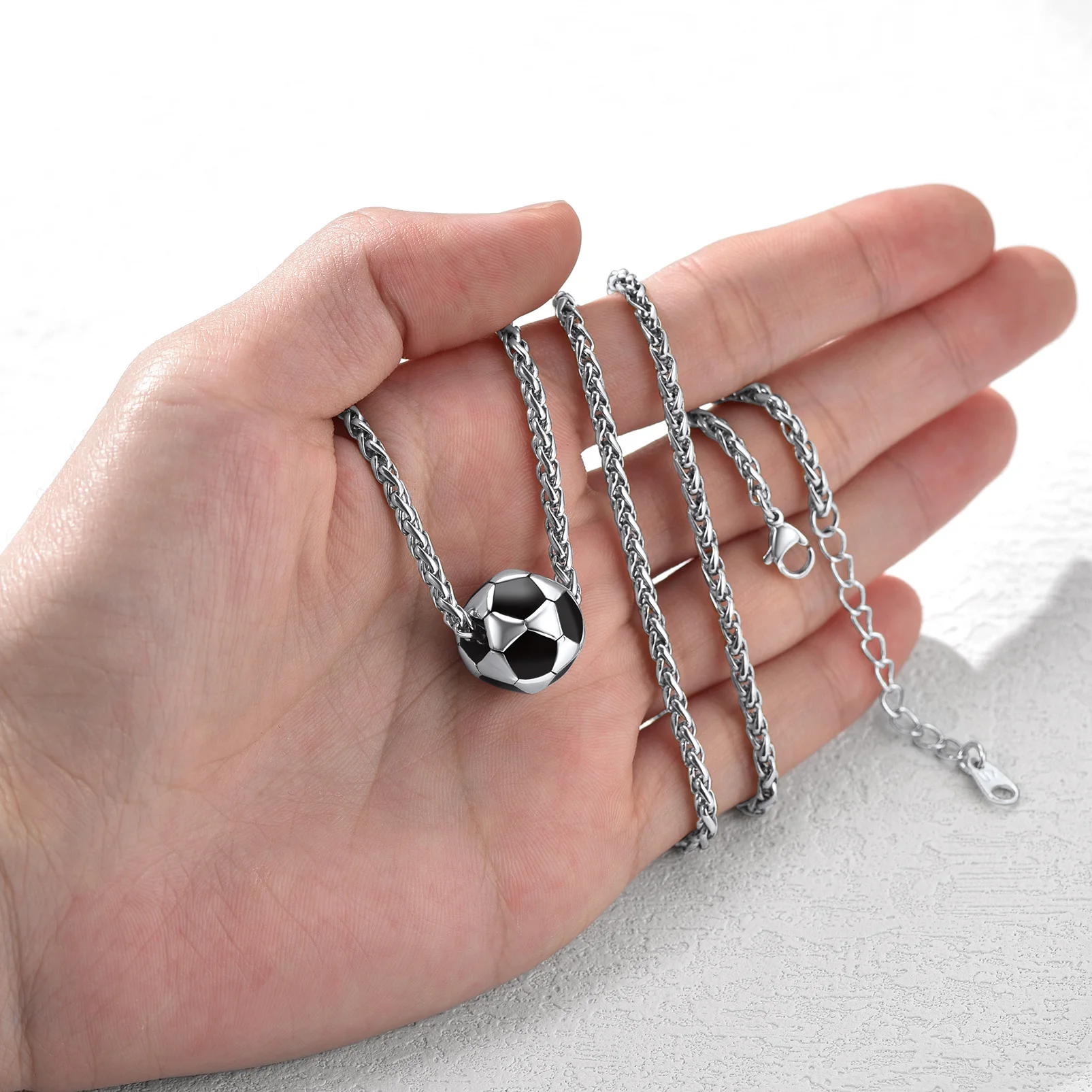 U7 Stainless Steel Sport Series Necklace Baseball Football Barbell Baseball Ball Charm Rugby Link Chain Jewelry for Men Women