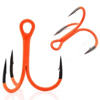 10Pcs Treble Hooks Triple Hook 2X Strong for Deep Freshwater Fishing Orange UV Ultra Violet Hooks Fishing Tackle Accessories