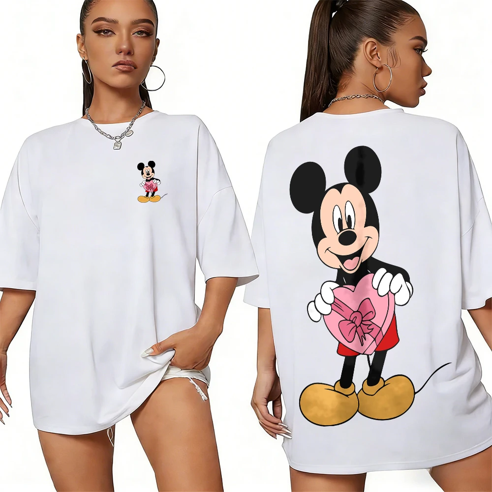 

2026 Summer Disney Mickey Pattern T-shirts Parent-child Suit High-quality Cotton Short Sleeve Fashion Harajuku Tops Unisex Tees