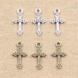 30pcs Charms Christian Cross 15x7mm Antique Making Pendant fit,Vintage Tibetan Bronze Silver color,DIY Handmade Jewelry