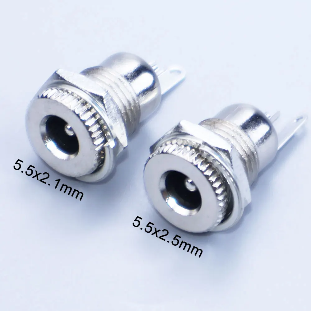 YanXi Gold Plated DC Jack 5.5X2.1mm / 5.5 X 2.5mm DC Power Plug DIY Soldering Socket Metal Connector Adapter With Thread Lock view 4