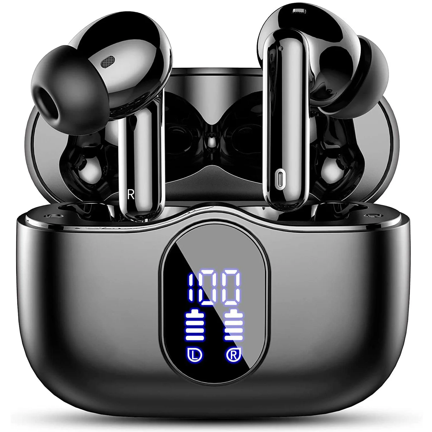 Auriculares inalámbricos con Bluetooth 5.3, auriculares intrauditivos con 4 micrófonos ENC y 36 horas de reproducción, pantalla LED incluida.