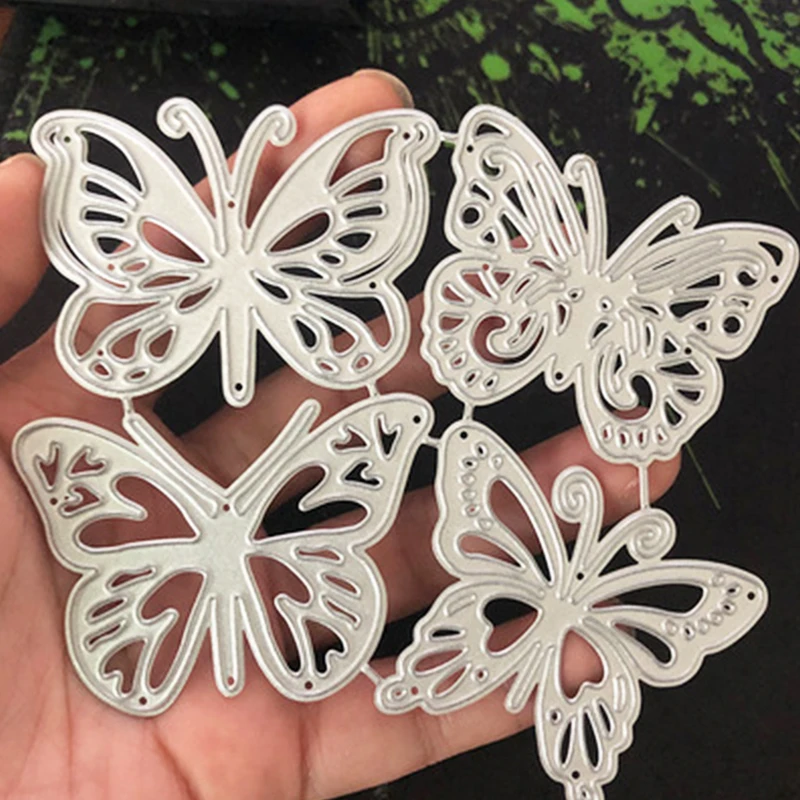 Butterfly Metal Cutting Die 4Pcs for Making DIY Scrapbook Album Decorative Three-dimensional Flower Card Embossing Die Cutting