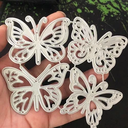 Troquel de corte de Metal de mariposa, 4 piezas para hacer álbum de recortes DIY, tarjeta de flores tridimensional decorativa, troquelado en relieve