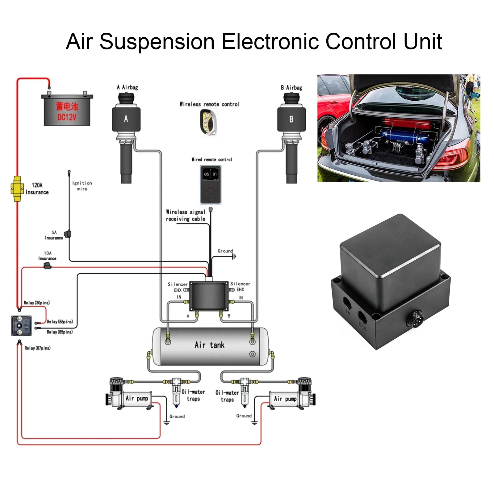 Top Class Air Suspension Electronic Control Unit With 3-segment Memory 2way control system  (Non-Bluetooth)