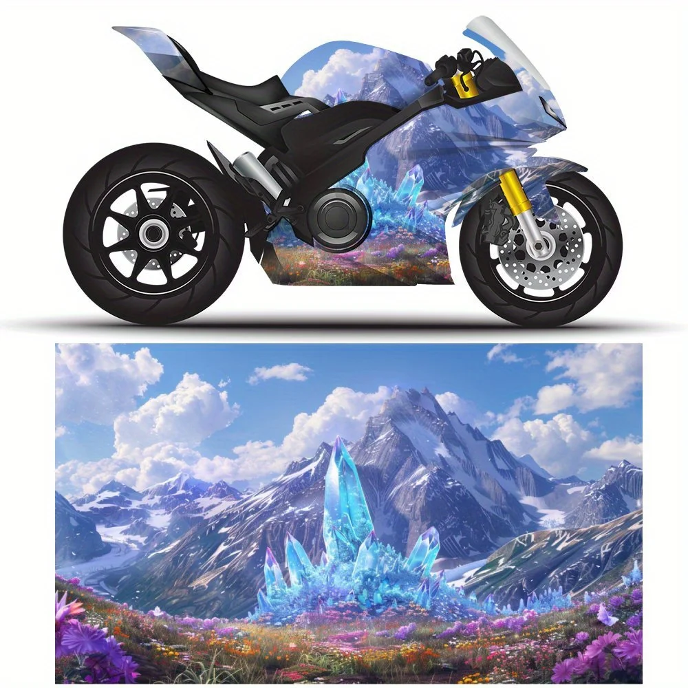 

2 PCS Motorcycle self-adhesive PVC sticker with Crystal Mountain pattern, motorcycle body film, suitable for most motorcycles, V